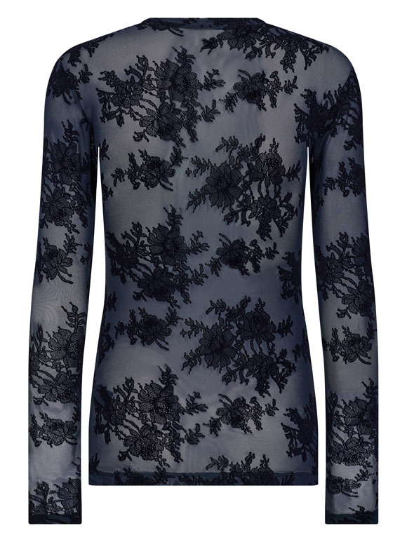 Hype The Detail - 851-14 Lace mesh blå, bluse