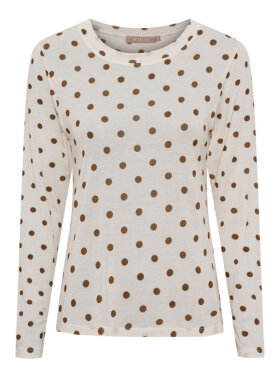 Marta Du Chateau Elissa bluse i sand – klassisk med brune prikker 