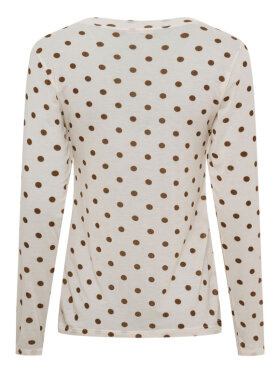 Marta Du Chateau Elissa bluse i sand – klassisk med brune prikker 