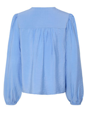 Lyseblå bluse med broderi – feminin Fransa style 