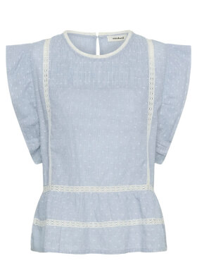 Soaked lyseblå top med blondedetaljer 