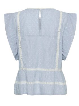 Soaked lyseblå top med blondedetaljer 