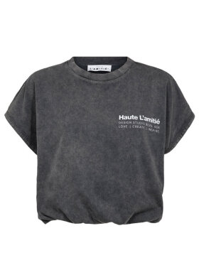 Haute L’Amitié Noma acid wash T-shirt – sort løs ballon tee dame 