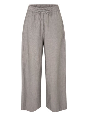 Clari-M brune stribede bukser – løse bomuldsbukser med elastik 