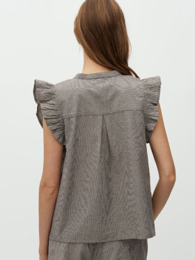 Gemala-M brun top med flæser – feminin bomuldstop dame 