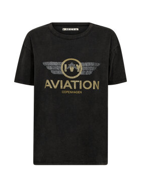 Sort Aviator T-shirt fra IVY Copenhagen med cool print 