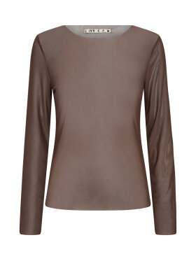 Brun mesh bluse fra IVY Copenhagen med feminin pasform 