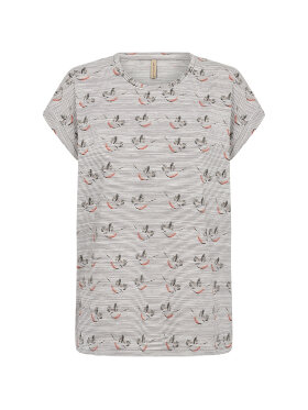 Soya Concept SC-Galina 75 stribet t-shirt med fugleprint Soya Concept SC-Galina 75 stribet t-shirt med fugleprint
