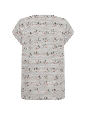 Soya Concept SC-Galina 75 stribet t-shirt med fugleprint 