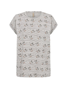 Soya Concept SC-Galina 75 brun stribet t-shirt med fugleprint 