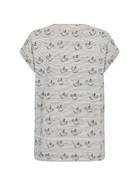 Soya Concept SC-Galina 75 brun stribet t-shirt med fugleprint 