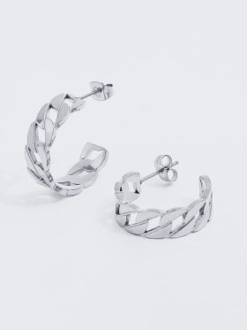 Muun Studios Rosa Link sølv hoops – vandfaste, allergivenlige og i stainless ste