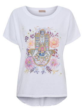 Marta Du Château Jessia hvid bomulds t-shirt med farverigt print Marta Du Château Jessia hvid bomulds t-shirt med farverigt print