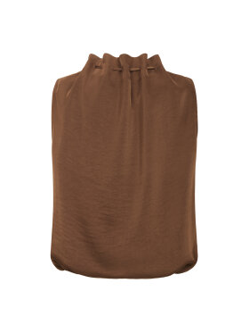 Tooday TDAya brun top med elegant rynket halskant 