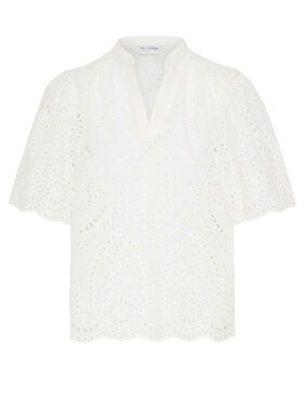 Pulz Jeans PZCilja hvid skjorte med broderie anglaise detaljer 