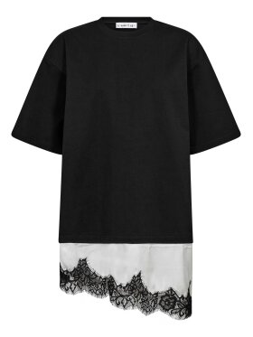Haute L'Amitié Loose Mix Lingerie sort t-shirt med blondekant Haute L'Amitié Loose Mix Lingerie sort t-shirt med blondekant