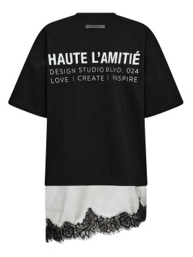Haute L'Amitié Loose Mix Lingerie sort t-shirt med blondekant 