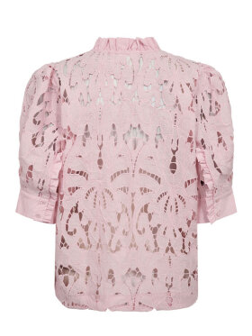 GOSSIA ZeniaGO Bluse Lyserød – Feminin Blondebluse med Flæser GOSSIA ZeniaGO Bluse Lyserød – Feminin Blondebluse med Flæser
