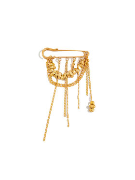 Bystær Chloe Broche Guld – Elegant Broche med Kædedetaljer Bystær Chloe Broche Guld – Elegant Broche med Kædedetaljer
