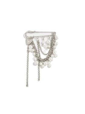 Bystær Madison Broche Sølv – Elegant Broche med Perler og Kæder Bystær Madison Broche Sølv – Elegant Broche med Perler og Kæder