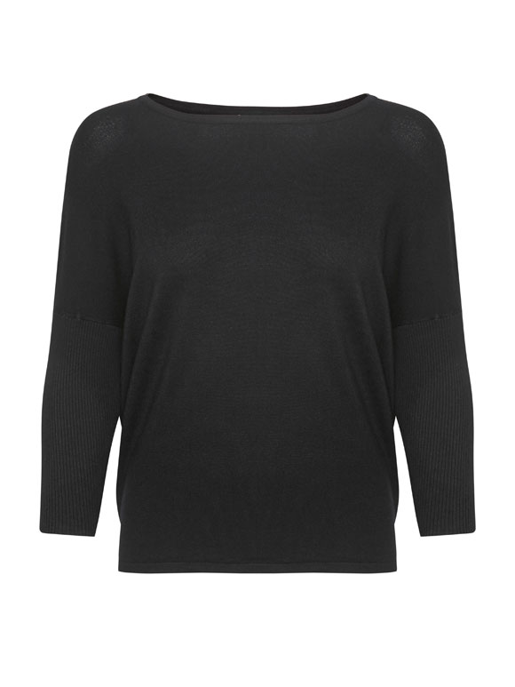 Saint Tropez - Mila R-Neck Pullover, Sort